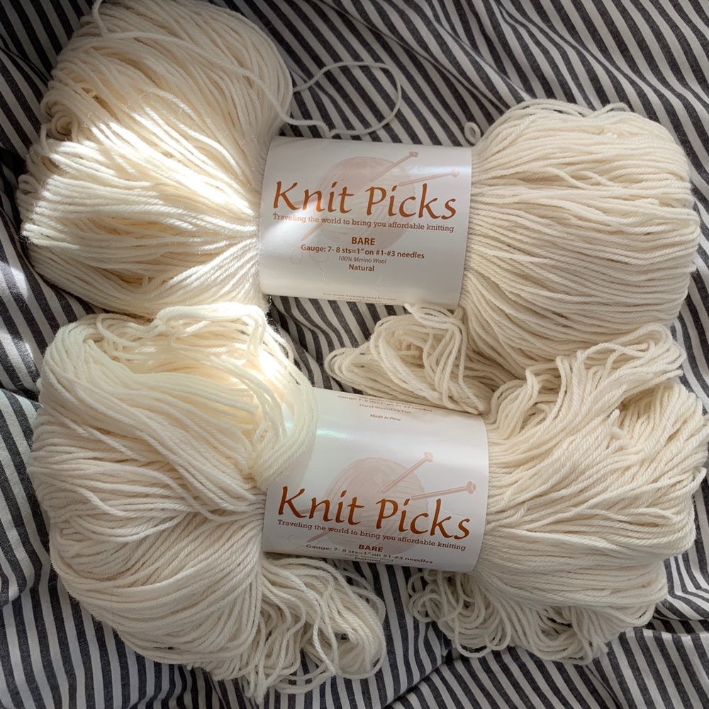 Knit Picks undyed merino sock yarn